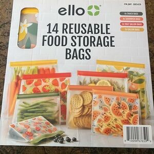Ello reusable food storage bags 14 bags, reusable produce bags